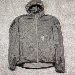 Loki All In One Tech Hoodie Mens Large Gray Full Zip Fleece Jacket Mask Mittens